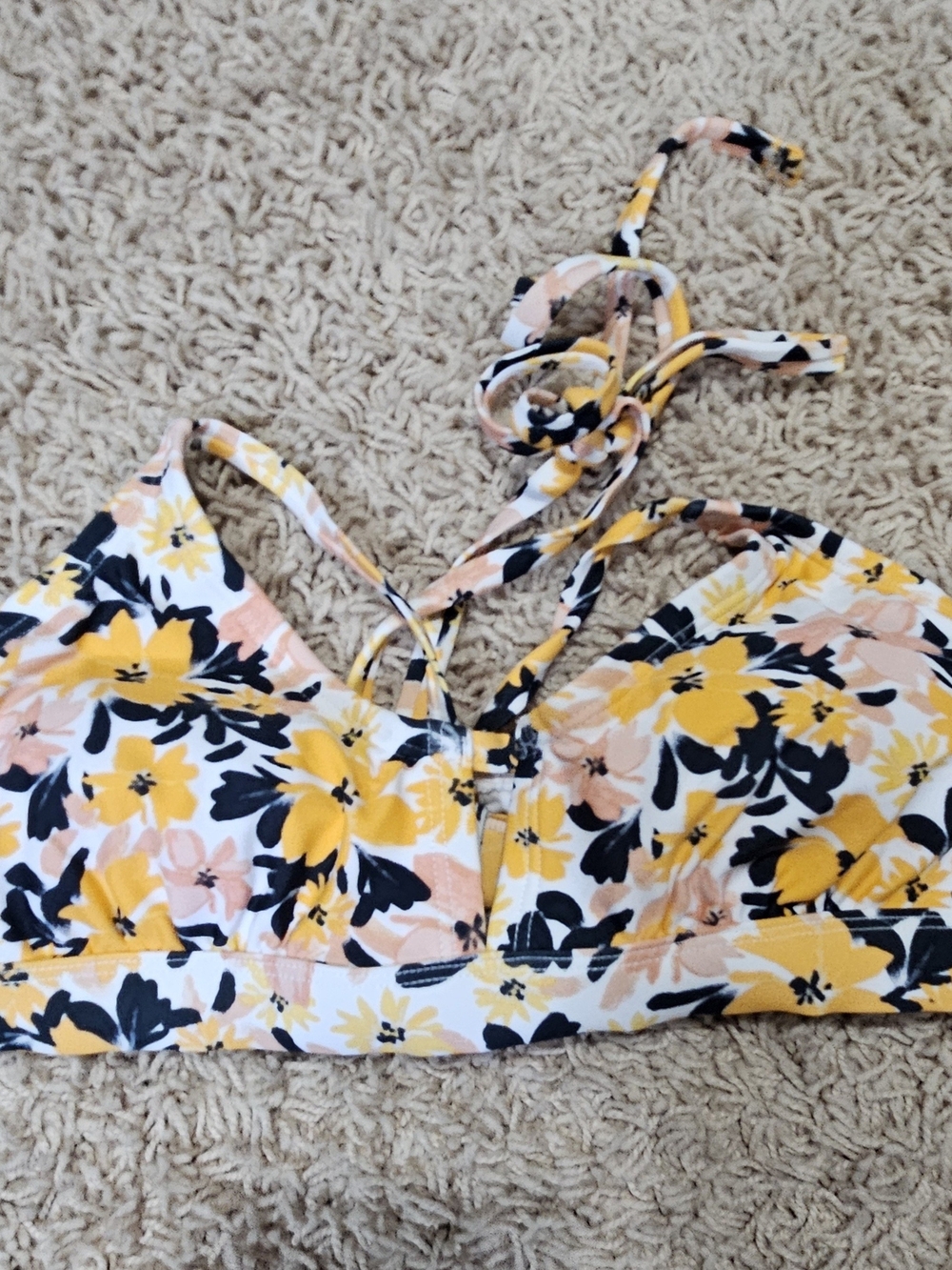 Kona Sol Yellow Floral Halter Bralette